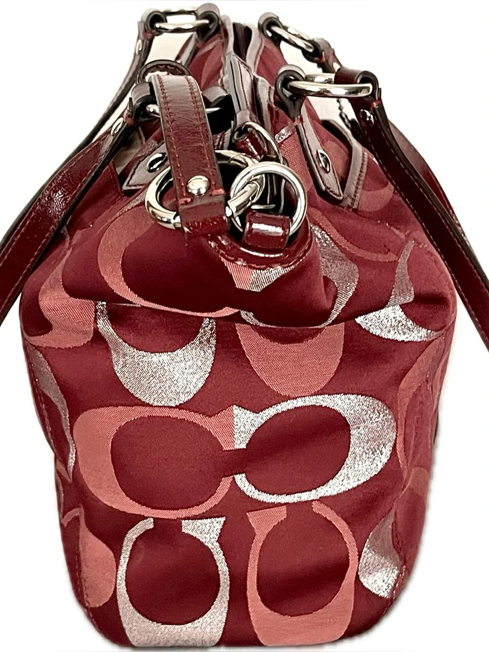 Coach Signature Jacquard Metallic C’s Shoulder/Crossbody Bag w/Snap Head Charm